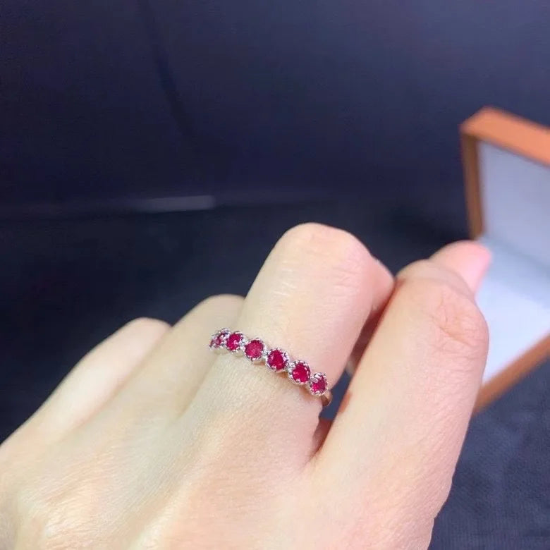 Natural Burma Ruby Stone Size for 3*3mm 6pcs with 925 Silver Rings for Women Jewelry SNC-03
