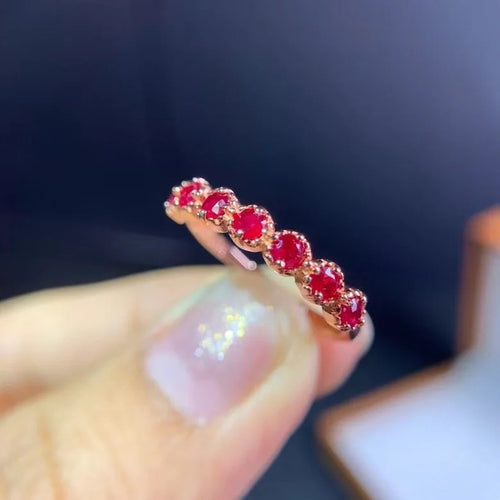 Natural Burma Ruby Stone Size for 3*3mm 6pcs with 925 Silver Rings for Women Jewelry SNC-03